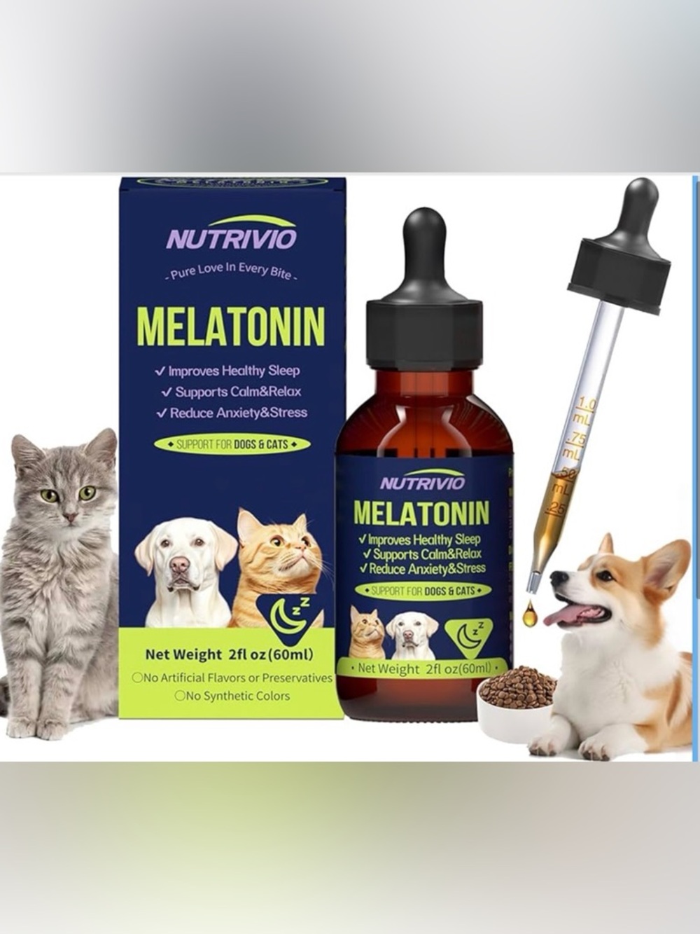 Nutrivio Dog Cat Pet Melatonin - 2 Pack NEW - Exp 8/2027